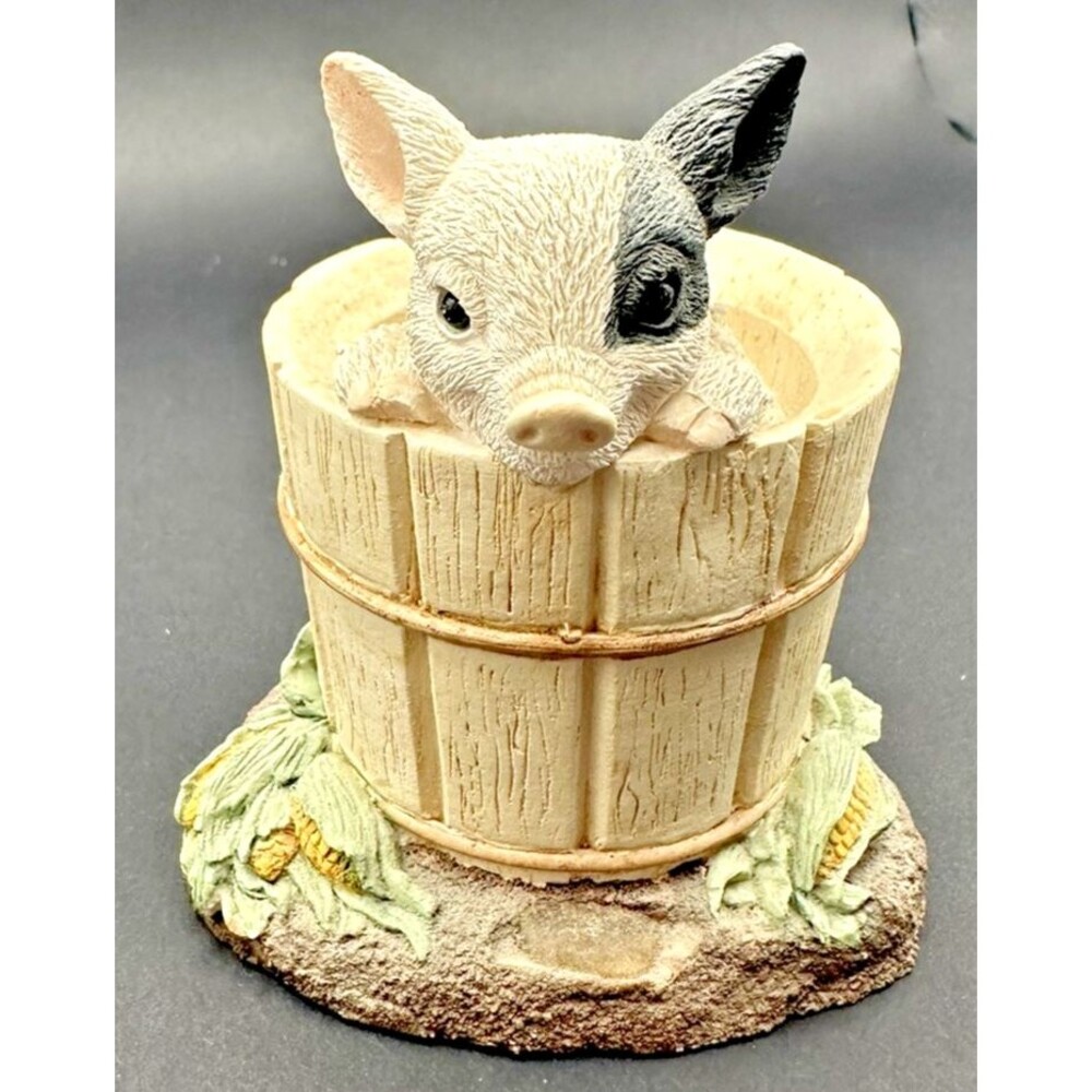 Stone Critters Pig In Tub Resin Figurine Figure SC 613 Cute! piggy farm decor